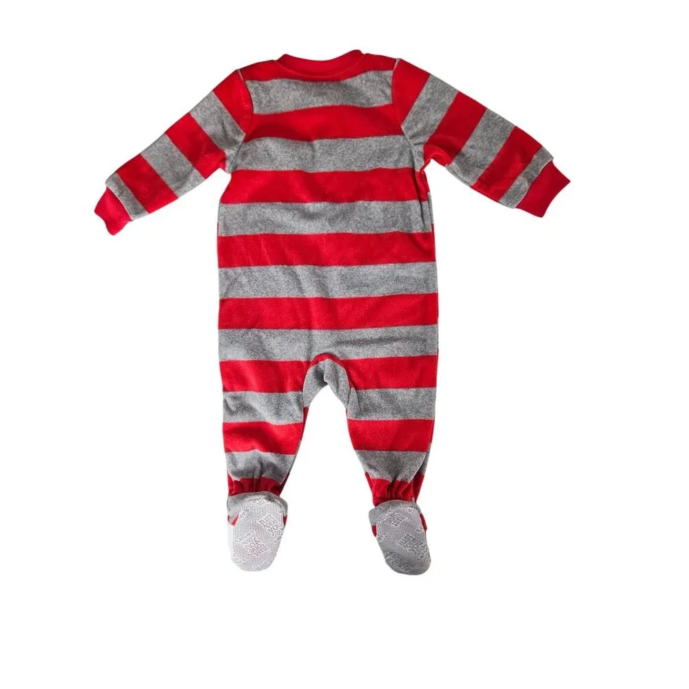 Carters Size 9 M Unisex Set of 2 Cozy Baby Pajamas Holiday Prints & Stripes Soft